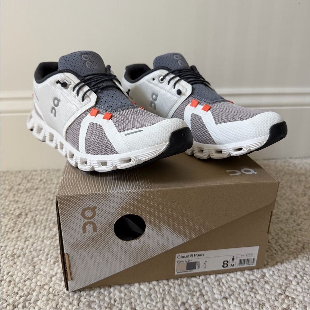 On Running Men's Cloud 5 Push Shoes - Size 8 - Pearl|Fossil